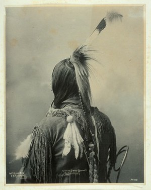 view The back of an Omaha Indian. Platinum print by F.A. Rinehart, 1899.