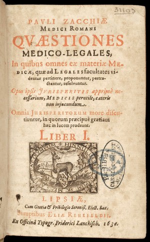 view Title Page of Zacchia's Quaestiones medico-legales