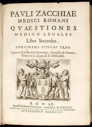 view Title Page of Zacchia's Quaestiones medico-legales