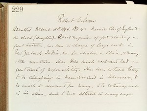 view Family background of Robert Wilson, patient at the Manor House Asylum, Chiswick upon his admitance on December 5th 1896