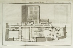 view Ground plan of the Hospital de la Charite, Paris, France