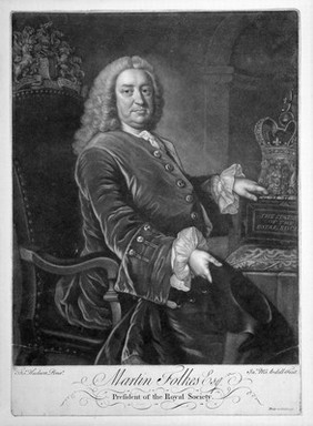 Martin Folkes. Mezzotint by J. MacArdell, 174- (?) after T. Hudson.