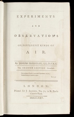 J. Priestley, Experiments and Observations