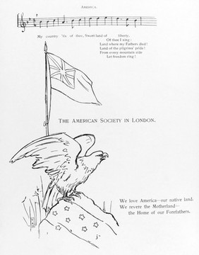 Song sheet for 'Queen of My Heart' included in a 'Souvenier of Thanksgiving Day' for the Thanksgiving Day Banquet of the American society of London, held at the Hotel Cecil, London, November 26th, 1896