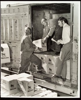 Wellcome products being loadind onto a train in South Africa