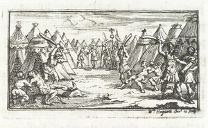 view Roman military punishment showing the breaking of the legs of slaves or persons of an inferiour level.