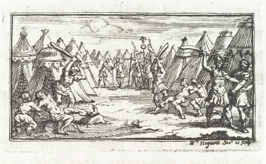 Roman military punishment showing the breaking of the legs of slaves or persons of an inferiour level.