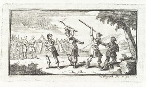 view Example of two types of beating in Roman military punishment showing a beating either by sticks or rods