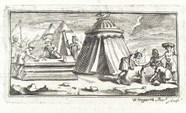 Soldiers, Infantry, being paid their wages by the Roman government, while the Cavalry are seen fending for themselves