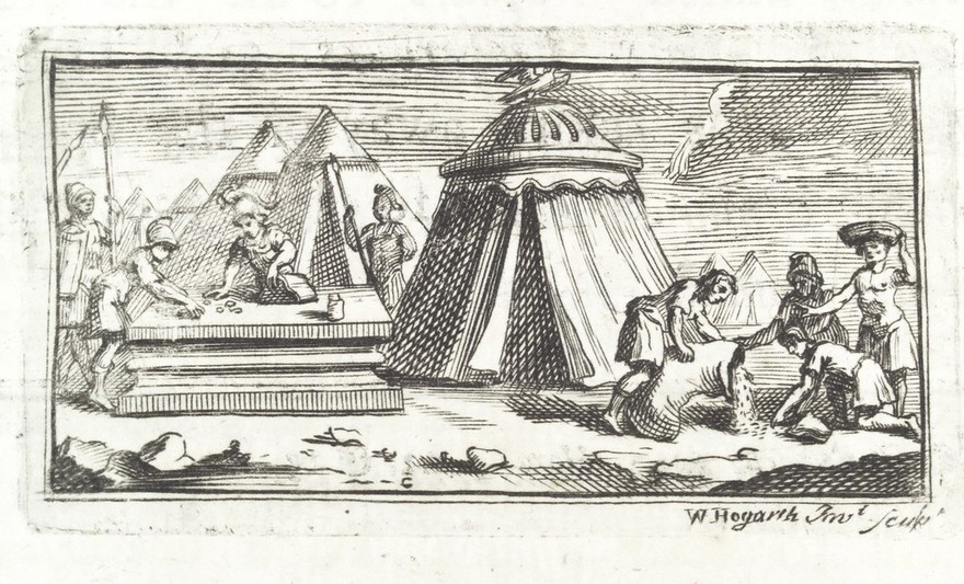 Soldiers, Infantry, being paid their wages by the Roman government, while the Cavalry are seen fending for themselves