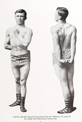 Splendid physical types shown here are illustrative of some of the results that followed Eugene Sandow's lecture tour