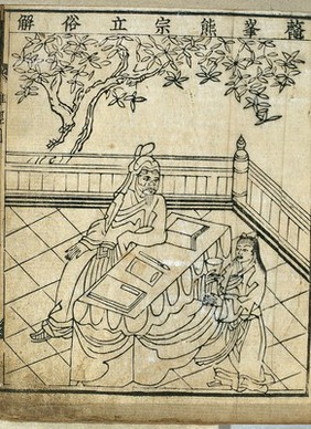 15th century Chinese scholar-physician, Japanese woodcut