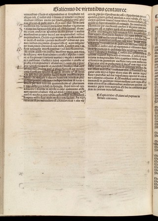 Practica Jo. Serapionis. Index operum in hoc volumine contentorum / Practica Joannis Serapionis aliter Breviarium nuncupata. Liber Serapionis de simplici medicina, sumpta a plantis, mineralibus et animalibus. Liber Galeni ad Papiam, de virtute centaureae. Practica Joannis Platearii. ... Liber de simplici medicina ejusdem Platearii vulgariter Circa instans dictus. Thesaurus pauperum ab Joanne XX. Pon. Max. qui antea Petrus Hispanus dicebatur. Multa continens a diversis auctoribus medicine scripta nunquam antea impressus. Cum tabula ... recenter addita.