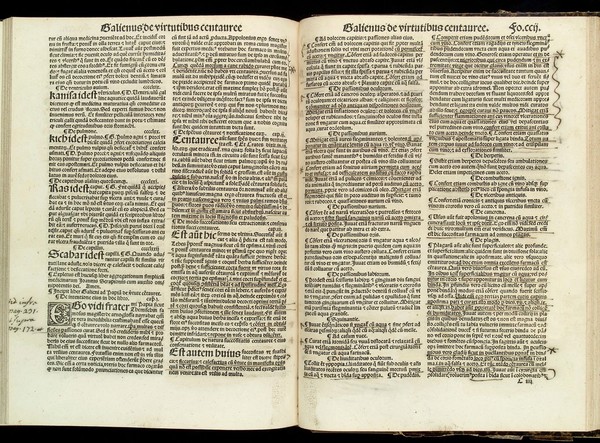 Practica Jo. Serapionis. Index operum in hoc volumine contentorum / Practica Joannis Serapionis aliter Breviarium nuncupata. Liber Serapionis de simplici medicina, sumpta a plantis, mineralibus et animalibus. Liber Galeni ad Papiam, de virtute centaureae. Practica Joannis Platearii. ... Liber de simplici medicina ejusdem Platearii vulgariter Circa instans dictus. Thesaurus pauperum ab Joanne XX. Pon. Max. qui antea Petrus Hispanus dicebatur. Multa continens a diversis auctoribus medicine scripta nunquam antea impressus. Cum tabula ... recenter addita.