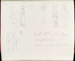 view Sketches of people and costumes from Listers notebook on his