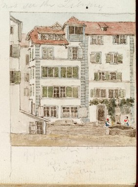 Watercolour of a house in Zurich, Switzerland by Lister