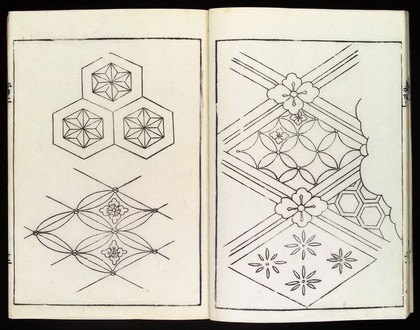 Japanese decorative designs; inside pages from 'Chodo Zue'