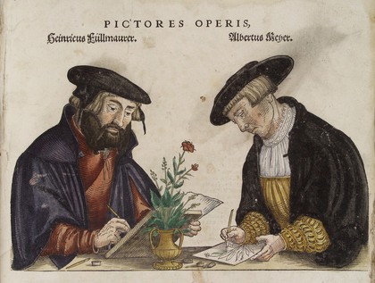 Portrait of the three engravers of Fuchs' 'de Historia....'