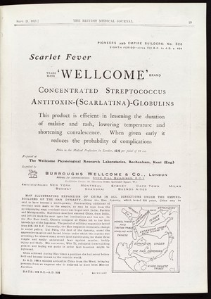 view Advert, scarlet fever treatment, Burroughs Wellcome, 1929