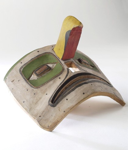 Shaman's mask with human features and a removable bird's beak. Haida people, Queen Charlotte Islands, British Columbia, Canada