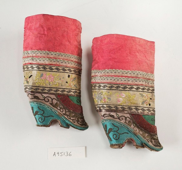 A pair of Chinese shoes for bound 'lily' feet