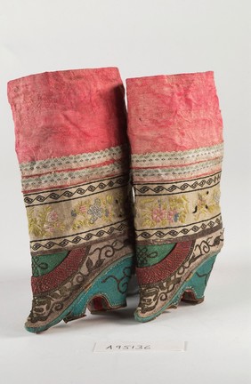 A pair of Chinese shoes for bound 'lily' feet