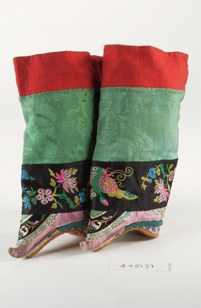 A pair of Chinese shoes for bound 'lily' feet