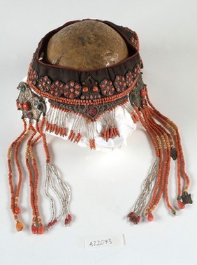 Secular ceremonial headdress, incorporating human skull, Nepalese/Tibetan