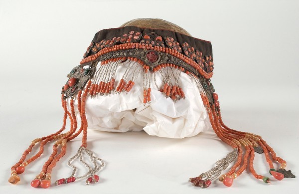 Secular ceremonial headdress, incorporating human skull, Nepalese/Tibetan