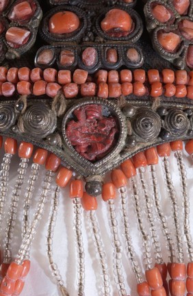 Secular ceremonial headdress, incorporating human skull, Nepalese/Tibetan