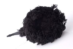 view A Victorian ear trumpet swathed in black silk and lace mouning