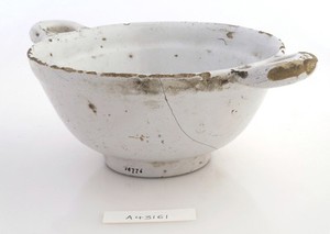 view Tin-glazed earthenware bleeding bowl