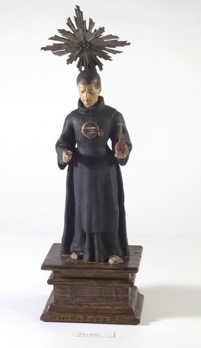 Spanish reliquary statue of Saint John of God (Juan de Dios), patron saint of hospitals and the sick, who was canonised in 1690. The relic it contains is said to be a splinter of his walking stick.