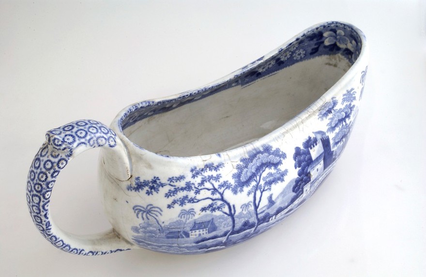 Tin glazed earthenware female urinal