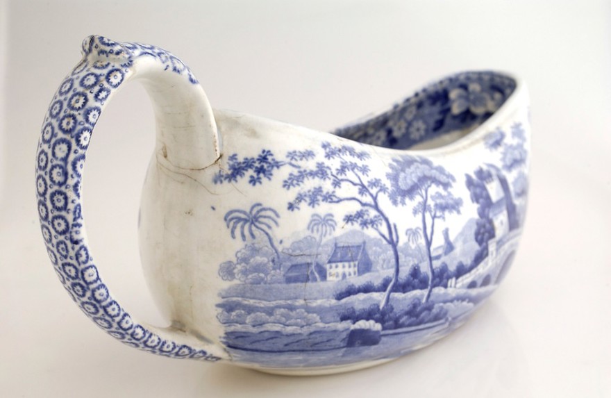 Tin glazed earthenware female urinal