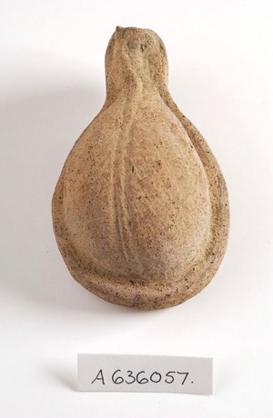 view A clay-baked bladder. Roman votive offering