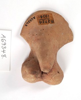 Clay-baked male genitalia. Roman votive offering