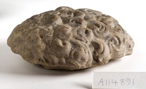 view A clay-baked hair style. Roman votive offering