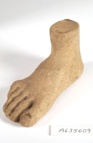 view A clay-backed foot. Roman votive offering
