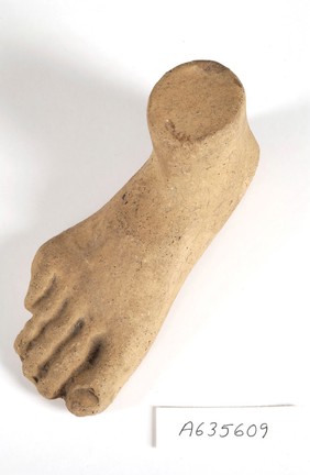 A clay-backed foot. Roman votive offering