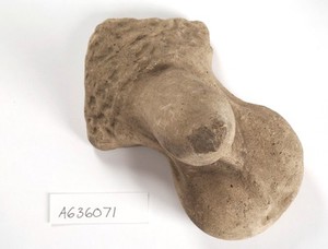 view A clay-baked male genitalia. Roman votive offering