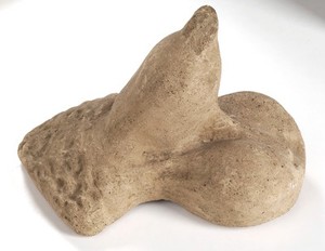 view A clay-baked male genitalia. Roman votive offering