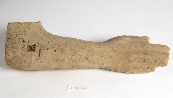 A clay-baked arm. Roman votive offering