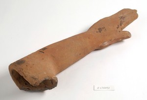 view A clay-backed hand and arm. Roman votive offering