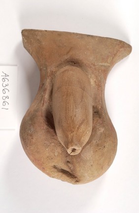 Clay-baked male genitalia. Roman votive offering