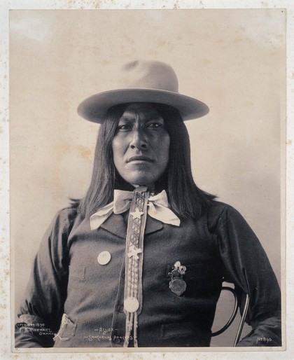 Assuz, a member of the San Carlos Apache. Platinum print by F.A. Rinehart, 1898.