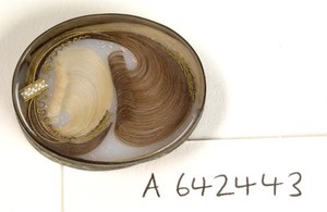 view Mourning brooche containing the hair of a deceased relative.