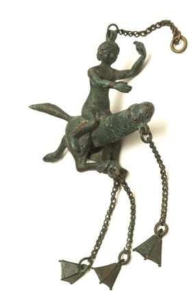 Graeco-Roman bronze phallic pendant.