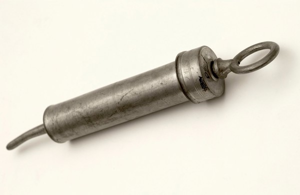 Pewter enema syringe