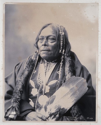 John Williams, a member of the Tonkawa tribe. Platinum print by F.A. Rinehart, 1898.